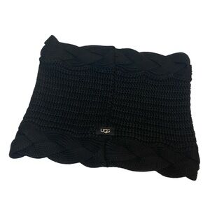 Ugg Cable Knit Infinity Scarf Black Chunky Knit Wool Blend Warm Cozy
